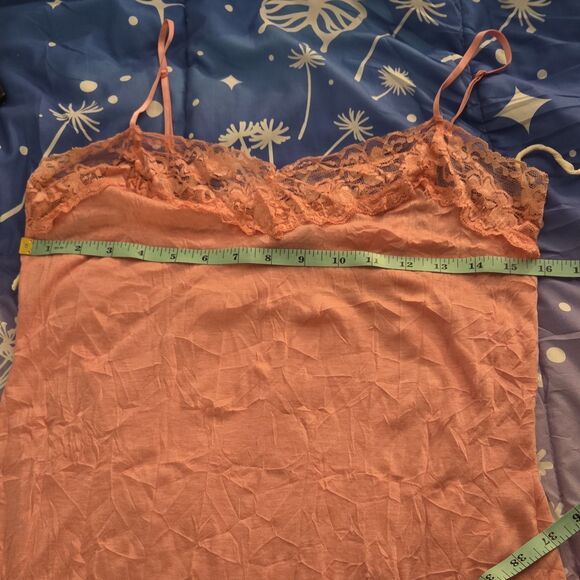 rue21 Peach Lace Chemise Sleeveless Adjustable Strap Large Y2K Camisole Coral - Picture 4 of 9